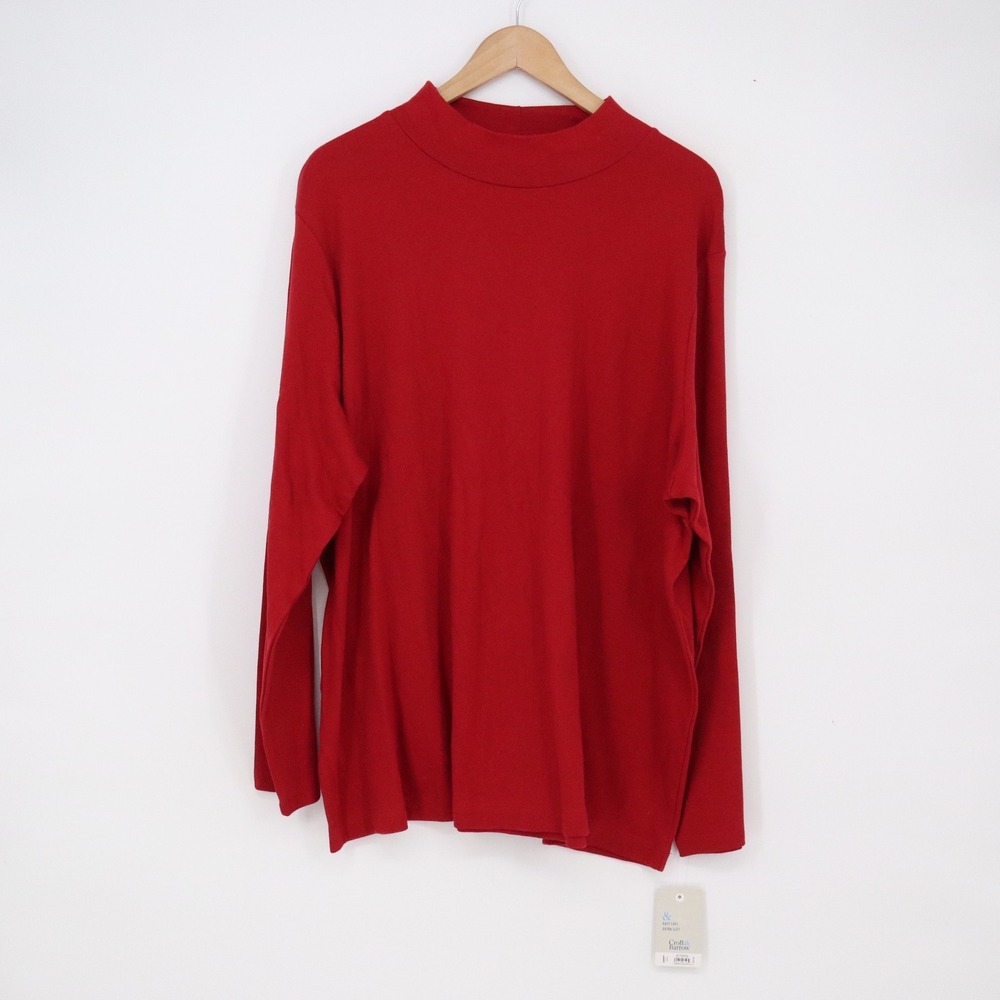 Croft & Barrow Top Womens 3X The Classic Mock Neck Red Long Sleeve NEW